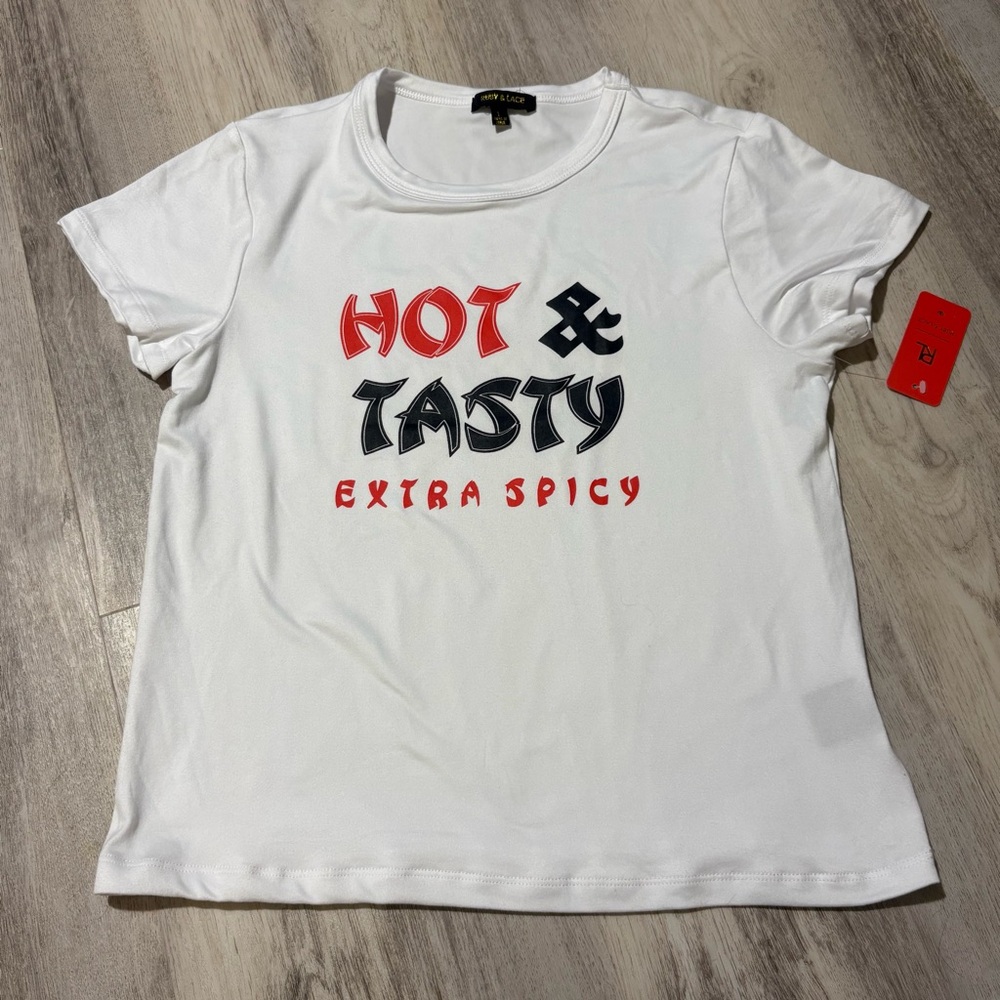 Ruby & Lace Hot & Tasty Extra Spicy Tee Shirt Large NWT
